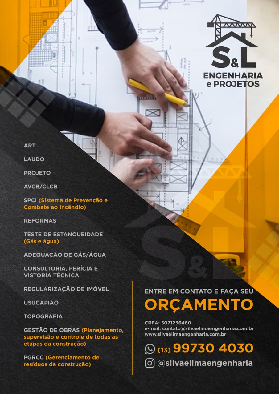 Flyer de serviços da S&L Engenharia e Projetos